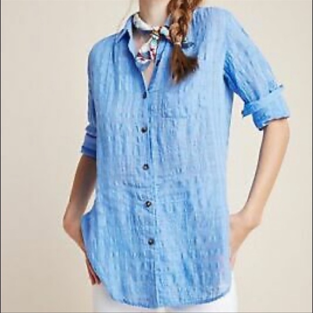 Anthropologie Pilcro And The Letterpress Textured Linen Button Down